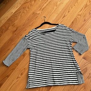 Talbots 3/4 sleeve black and white stripe Tee. Like new Size M